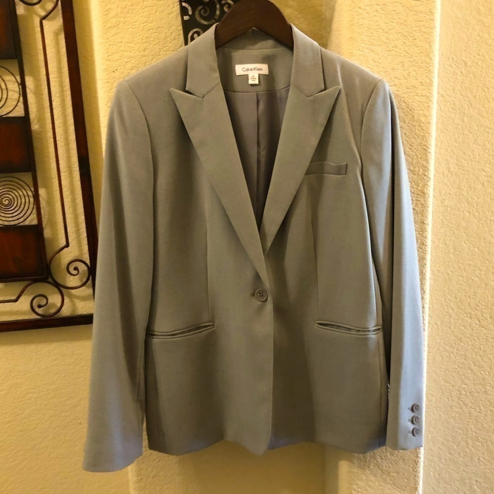 Calvin Klein Blazer One Button Heather Grey Blazer Size 10
